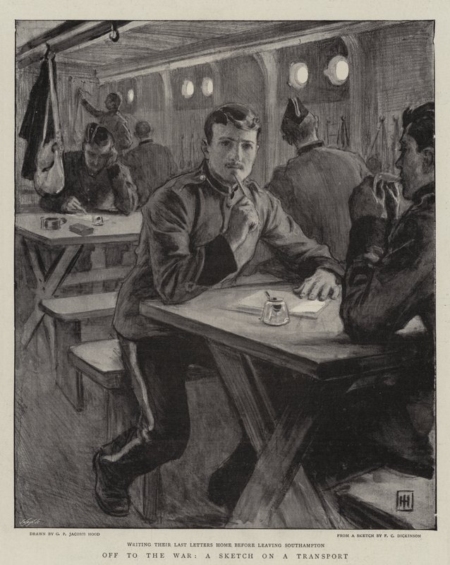 På vej til krigen, en skitse om en transport af George Percy Jacomb Hood