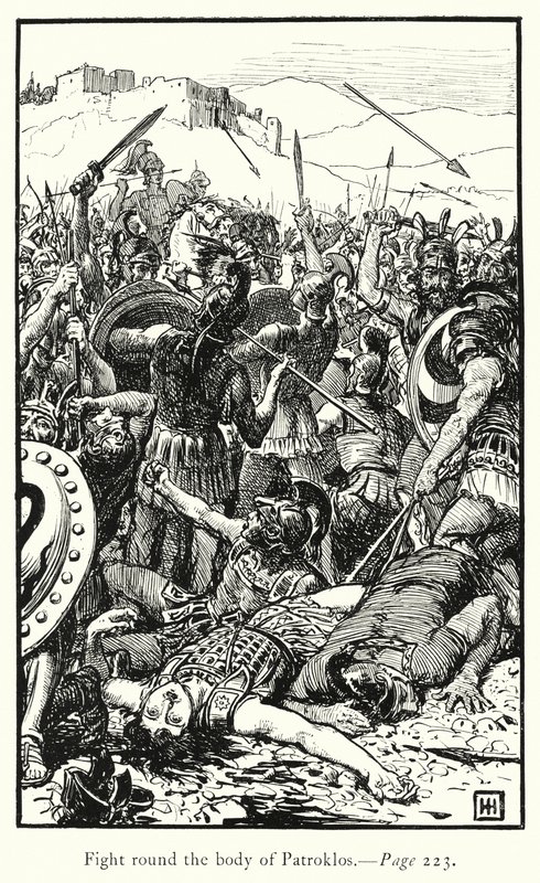 Iliaden: Kæmp rundt om Patroklos-legemet (gravering) af George Percy Jacomb Hood