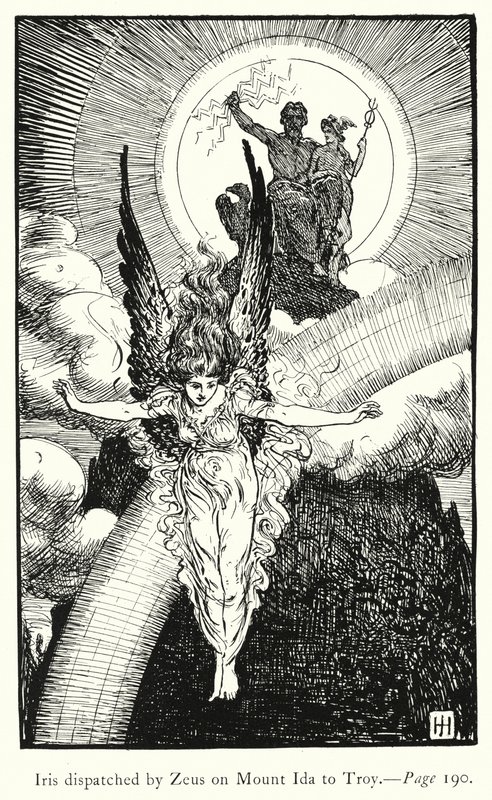 Iliaden: Iris sendt af Zeus på Mount Ida til Troja (gravering) af George Percy Jacomb Hood