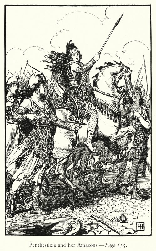 Iliaden: Penthesileia og hendes amasoner (gravering) af George Percy Jacomb Hood