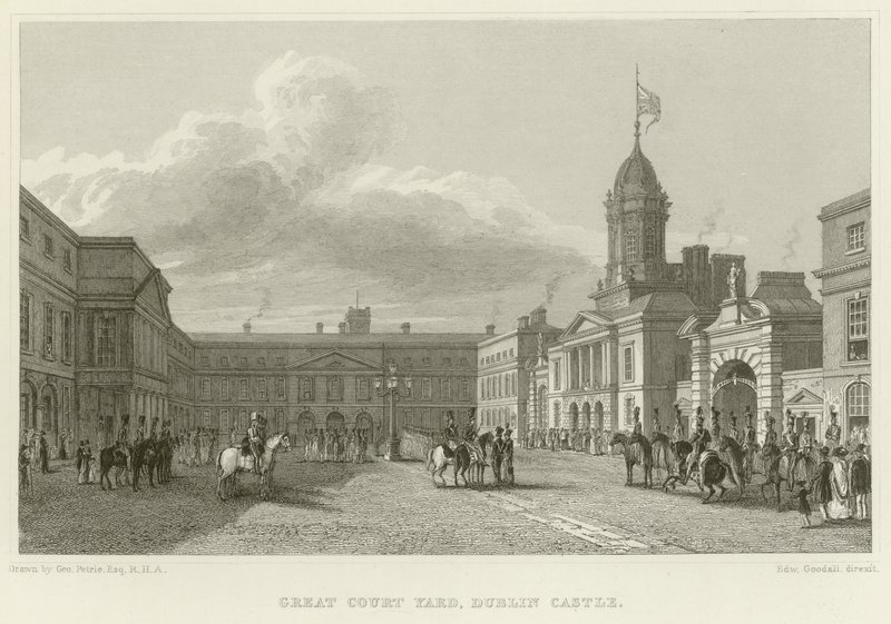 Great Court Yard ved Dublin Castle af George Petrie