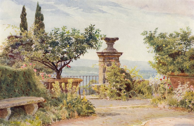 Italienske haver: Villa Amari, The Belvedere (farvelitografi) af George Samuel Elgood