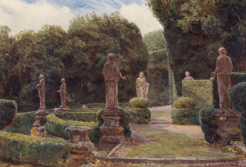 Italienske haver: Villa Colonna (farvelitografi) af George Samuel Elgood