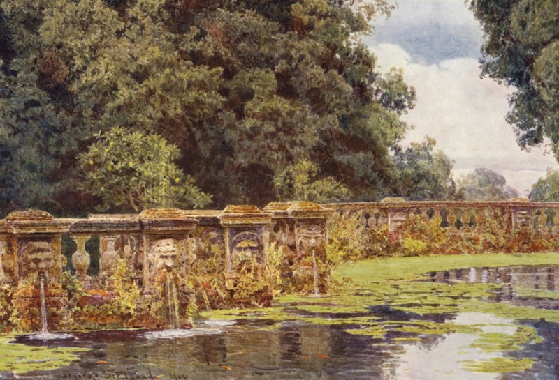 Italienske haver: Villa Conti (farvelitografi) af George Samuel Elgood