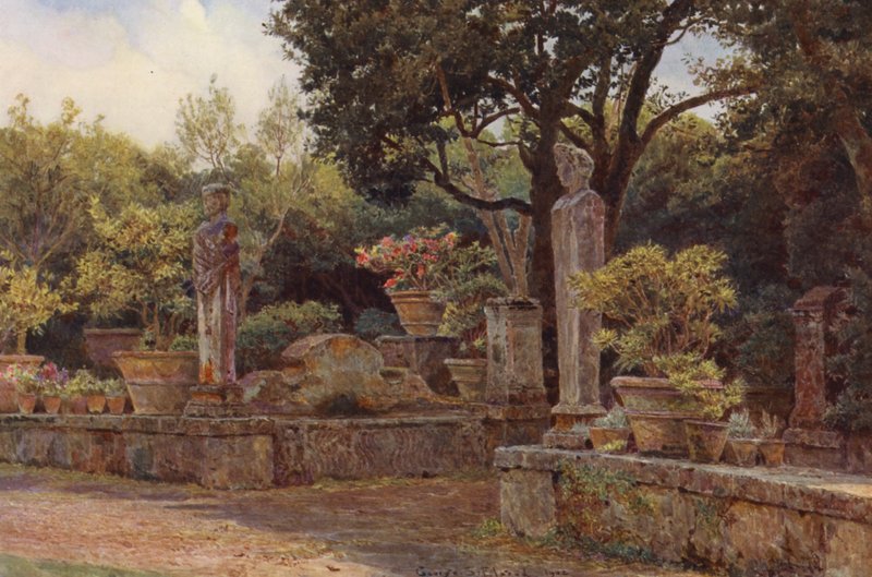 Italienske haver: Villa Piatti (farvelitografi) af George Samuel Elgood