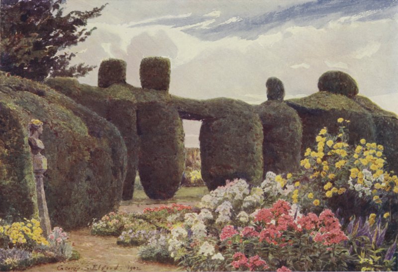 The Yew Hedge, Campsey Ashe af George Samuel Elgood