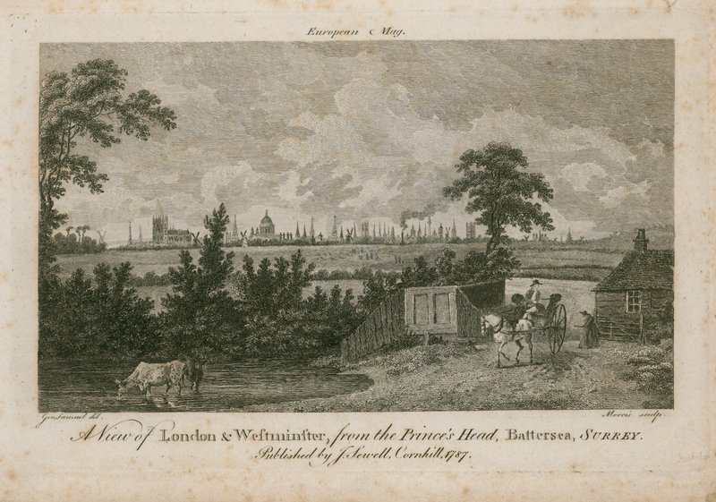 Udsigt over London og Westminster fra Princes Head, Battersea, Surrey af George Samuel Elgood