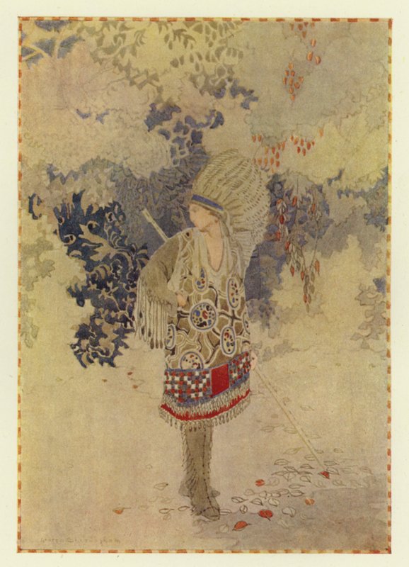 Glooskap gik alene ved havet (farve litho) af George Sheringham
