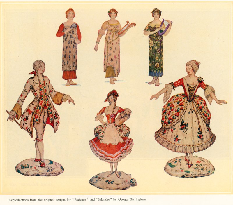 Originale designs til Patience og Iolanthe af George Sheringham