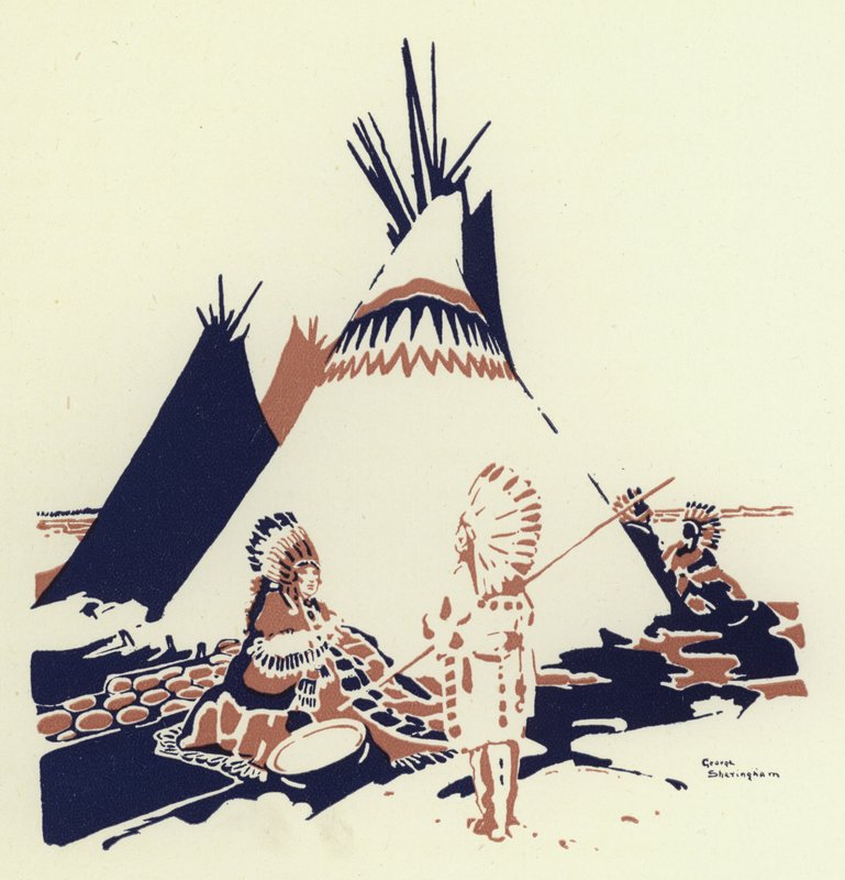 Så de trak lod om, hvem der skulle søge ham i skoven (farve litho) af George Sheringham