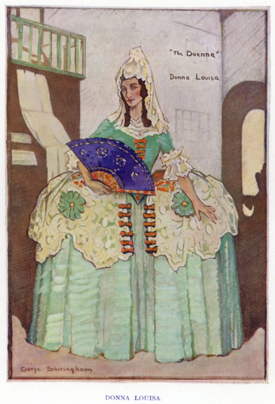 The Duenna af Sheridan: Donna Louisa (farve litho) af George Sheringham