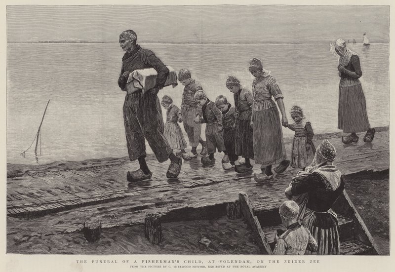 Begravelsen af et fiskerbarn i Volendam på Zuider Ze af George Sherwood Hunter