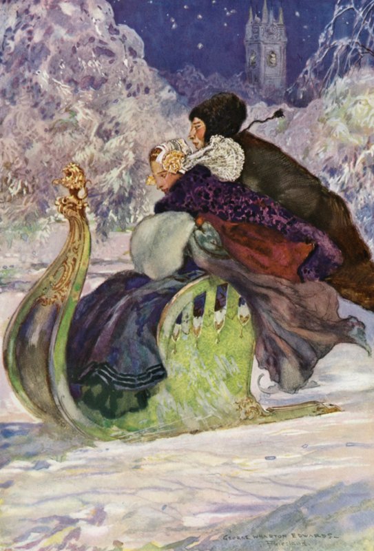 An Antique Push Sleigh, Friesland (farve litho) af George Wharton Edwards