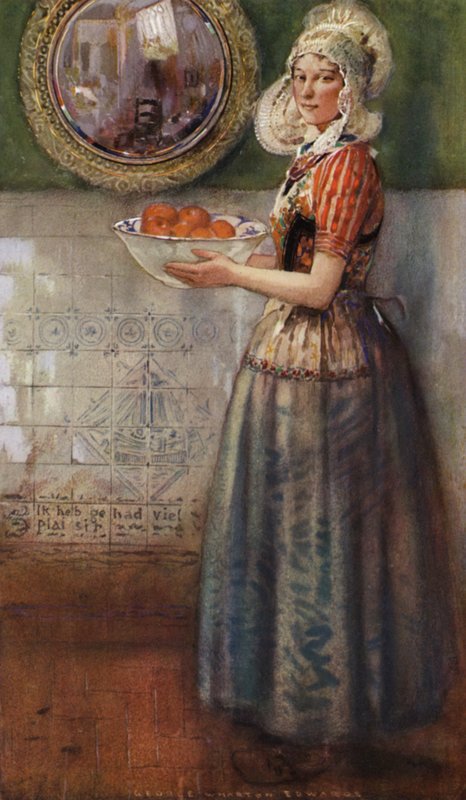 Skålen med appelsiner (farve litho) af George Wharton Edwards