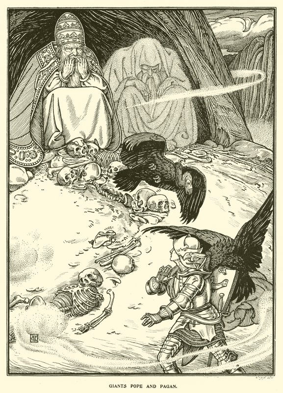Gigantiske pave og hedenske (gravering) af George Woolliscroft Rhead