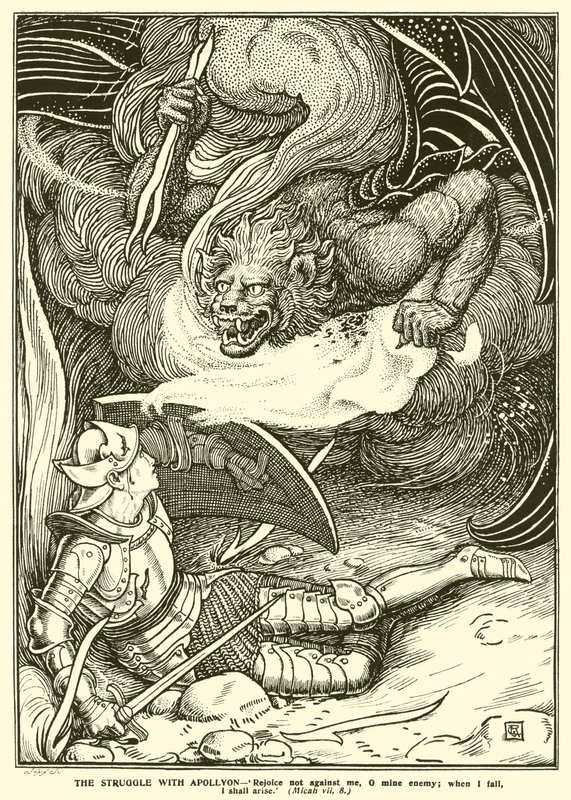 Kampen med Apollyon (gravering) af George Woolliscroft Rhead