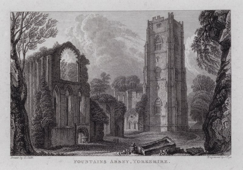 Fountains Abbey, Yorkshire (gravering) af George the Younger Cuitt