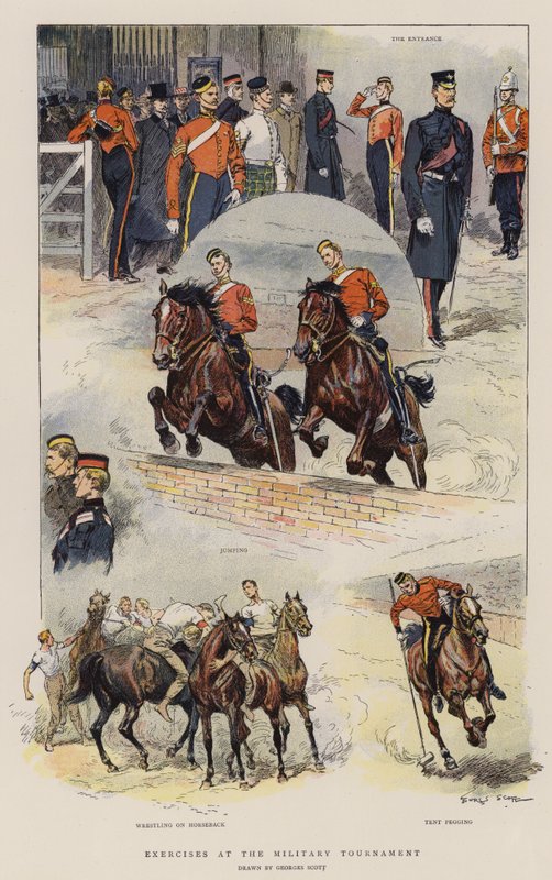Øvelser ved den militære turnering (chromolitho) af Georges Bertin Scott