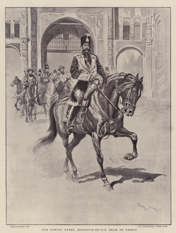 Vores kommende gæst, Muzaffir-ed-Din, Shah af Persien af Georges Bertin Scott