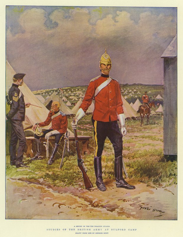 Studier af den britiske hær i Bulford Camp af Georges Bertin Scott
