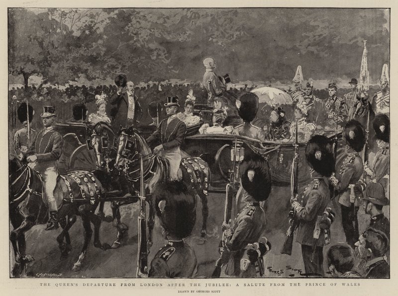 Dronningens afgang fra London efter jubilæet, en hilsen fra prinsen af Wales af Georges Bertin Scott