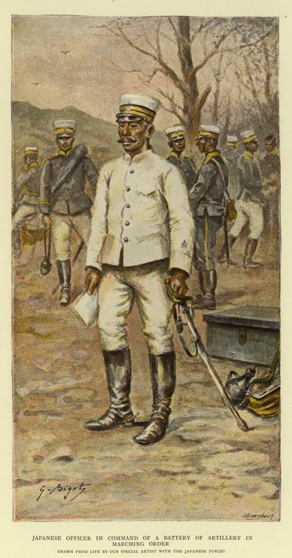 Japansk officer i kommando af et batteri af artilleri i marchordre af Georges Ferdinand Bigot