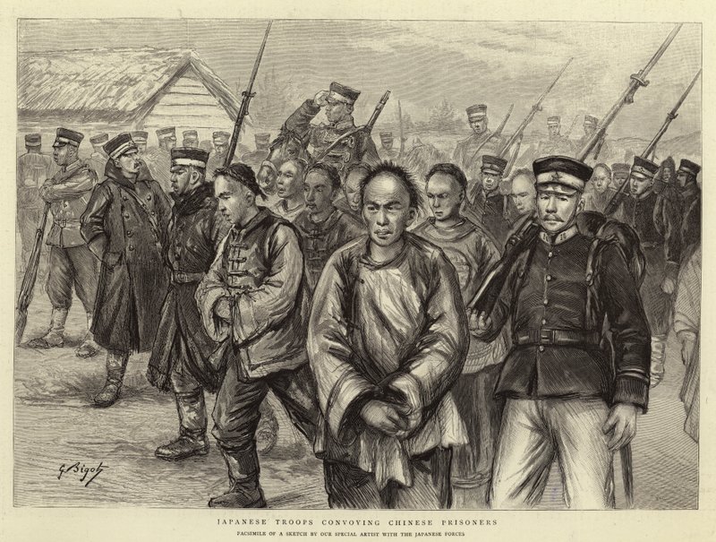 Japanske tropper konvojerer kinesiske fanger af Georges Ferdinand Bigot