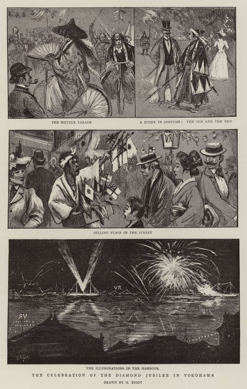 Fejringen af diamantjubilæet i Yokohama af Georges Ferdinand Bigot