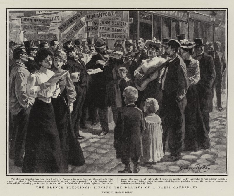 De franske valg, synger en Paris-kandidats lovprisninger af Georges Redon
