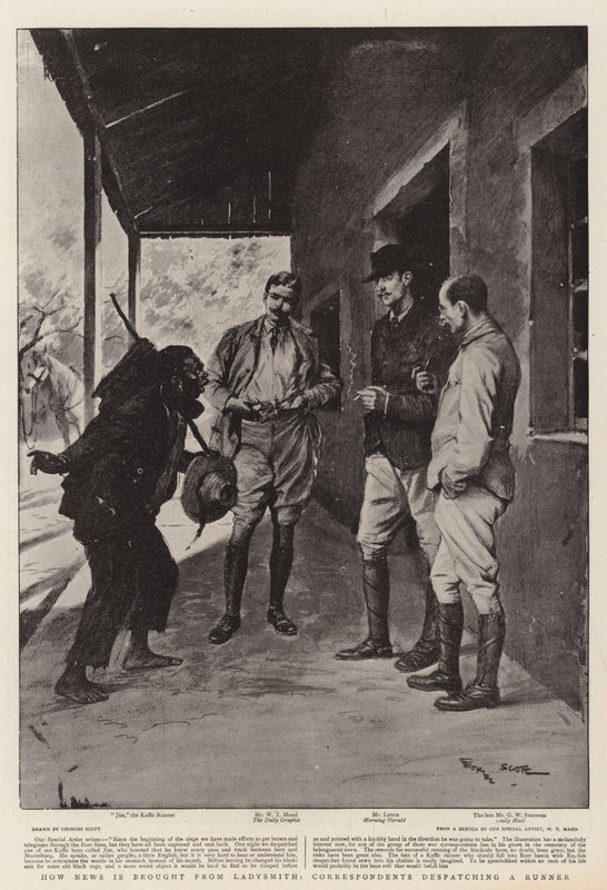 Hvordan nyheder bringes fra Ladysmith, korrespondenter, der sender en løber af Georges Bertin Scott