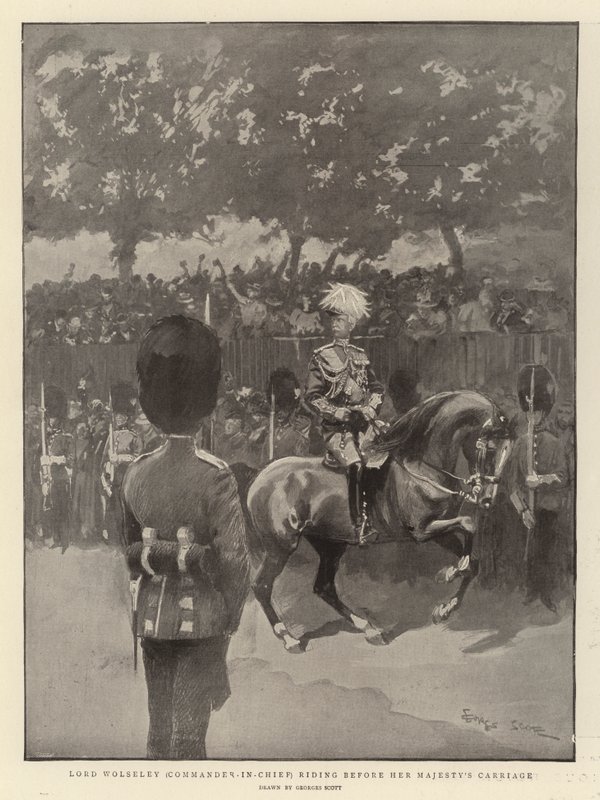 Lord Wolseley (øverste kommandør) kører foran Hendes Majestæts vogn af Georges Bertin Scott
