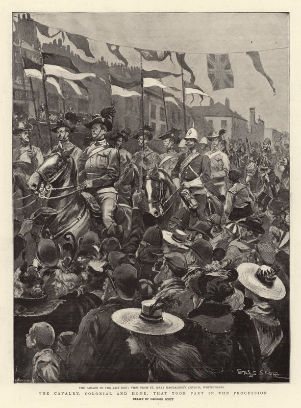 Kavaleriet, kolonial og hjem, der deltog i processionen af Georges Bertin Scott