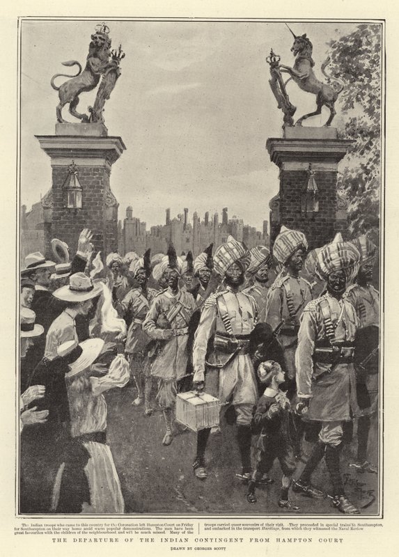 Det indiske kontingents afgang fra Hampton Court af Georges Bertin Scott