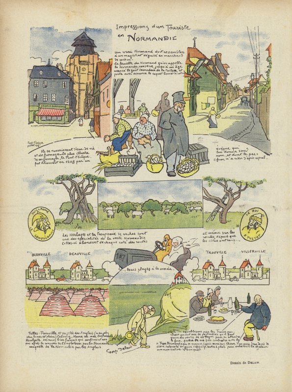 Indtryk af en turist i Normandiet. Illustration til Le Rire af Georges Delaw