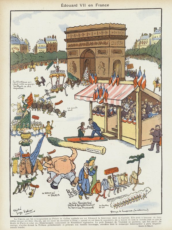 Kong Edward VIIi besøger Frankrig. Illustration til Le Rire af Georges Delaw