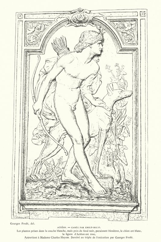 Actaeon, helten fra græsk mytologi, cameo af den franske billedhugger Emile Soldi af Georges Ernest Profit