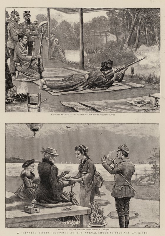 En japansk Bisley, skitser ved den årlige skydefestival i Kioto af Georges Ferdinand Bigot