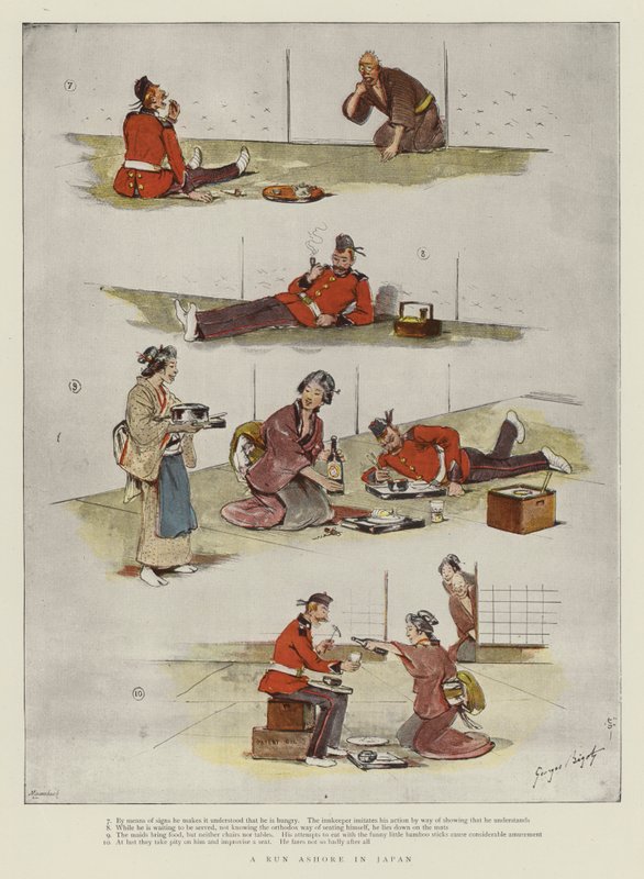 A Løb i land i Japan af Georges Ferdinand Bigot