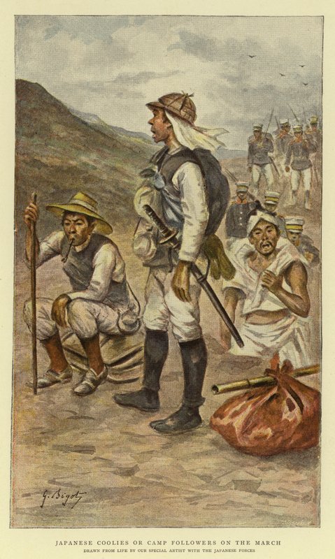 Japanske køler eller lejrtilhængere i marts af Georges Ferdinand Bigot