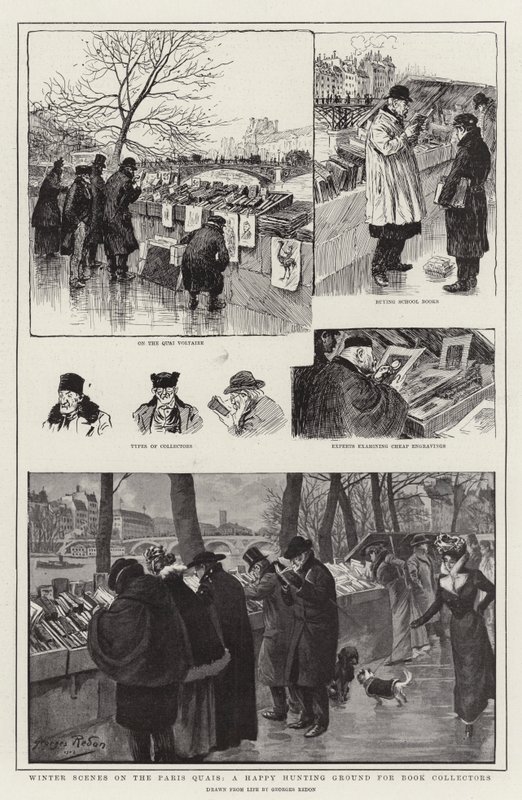 Vinterscener på Paris Quais, et lykkeligt jagtområde for bogsamlere af Georges Redon