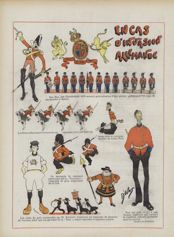 I tilfælde af en tysk invasion. Illustration til Le Rire af Georges d 1878 1937 Ostoya