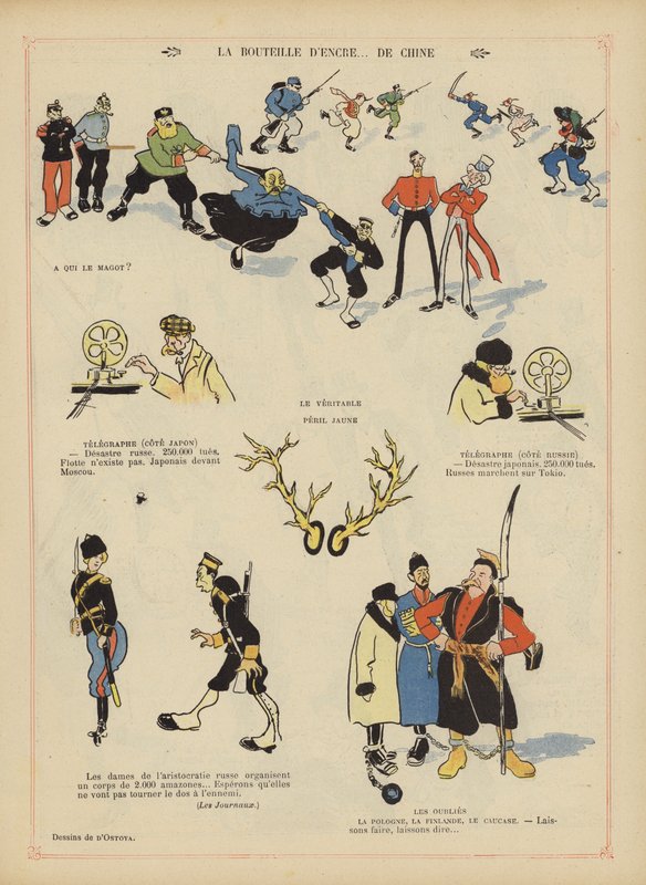 Satire over den russisk-japanske krig. Illustration til Le Rire af Georges d 1878 1937 Ostoya