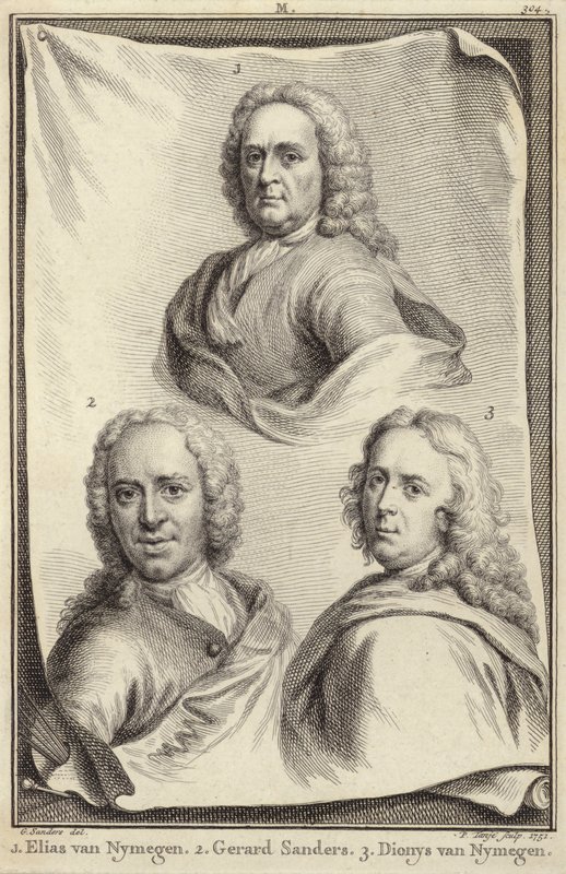 Portrætter af Elias van Nijmegen, Gerard Sanders og Dionys van Nijmegen af Gerard Sanders