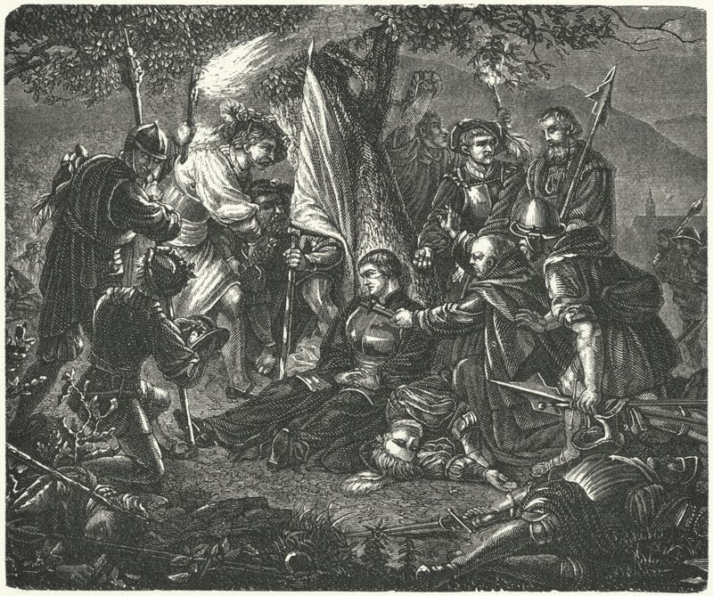 Huldrych Zwinglis død i slaget ved Kappel, 1531 af German School