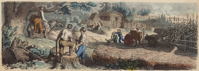 En ny bosættelse i det amerikanske vest (farvet indgravering) af German School