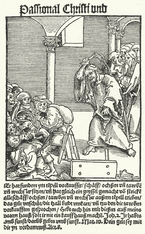 En side fra Luthers antipapistiske pjece, Passional Christi und Antichristi af German School