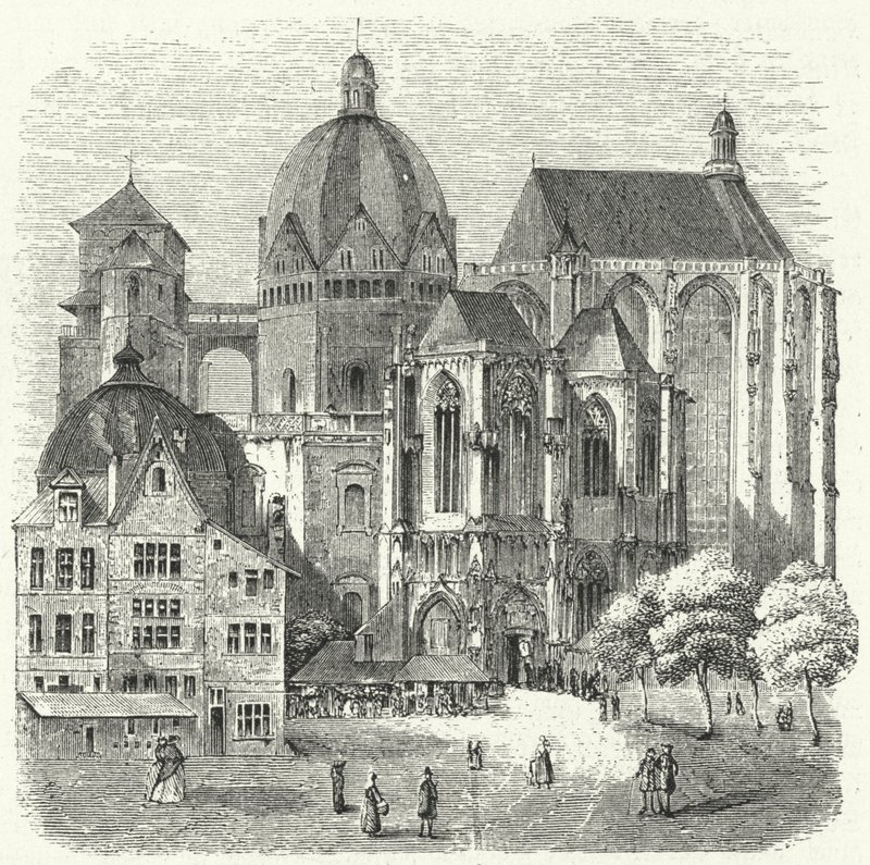 Aachen-katedralen (gravering) af German School
