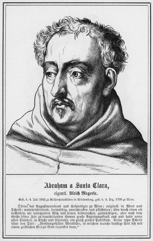 Abraham a Santa Clara, rigtige navn Ulrich Megerle (gravering) af German School