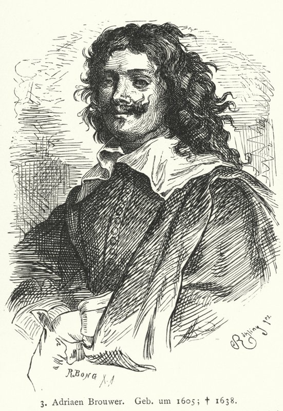 Adriaen Brouwer, flamsk barokmaler (stik) af German School