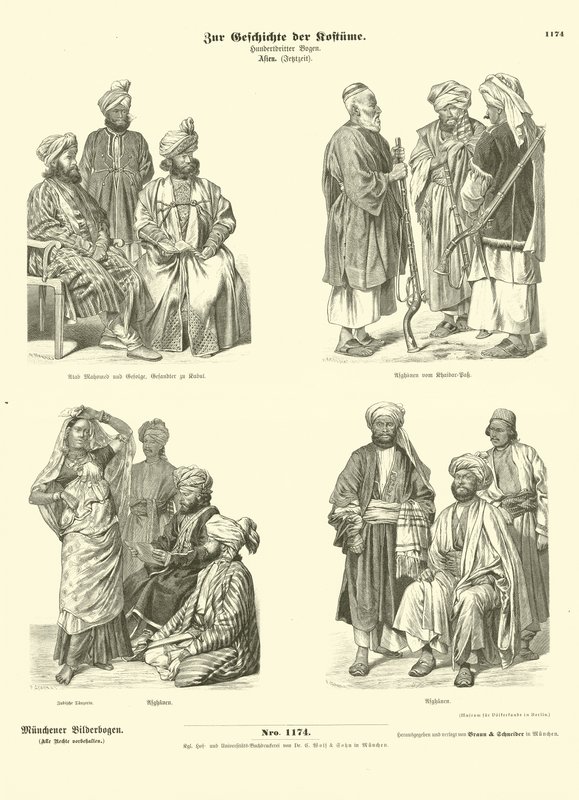 Afghan costumes, 19th Century  af German School